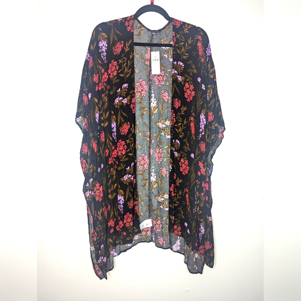 AE Floral Kimono Black Red Xs / Small NWT